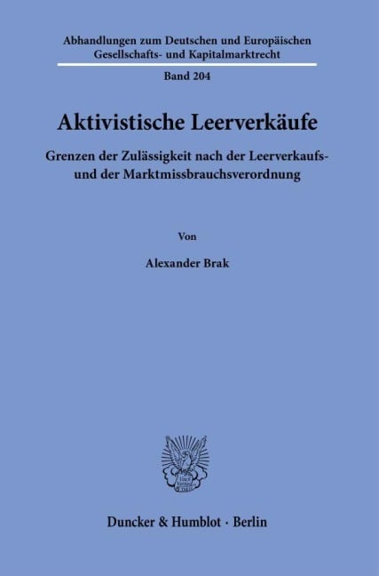 Aktivistische Leerverkäufe - Alexander Brak