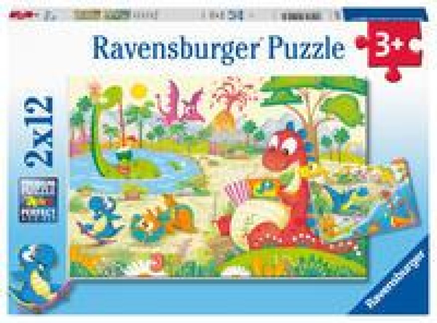 Ravensburger Kinderpuzzle - Lieblingsdinos- 2x12 Teile Puzzle für Kinder ab 3 Jahren - 