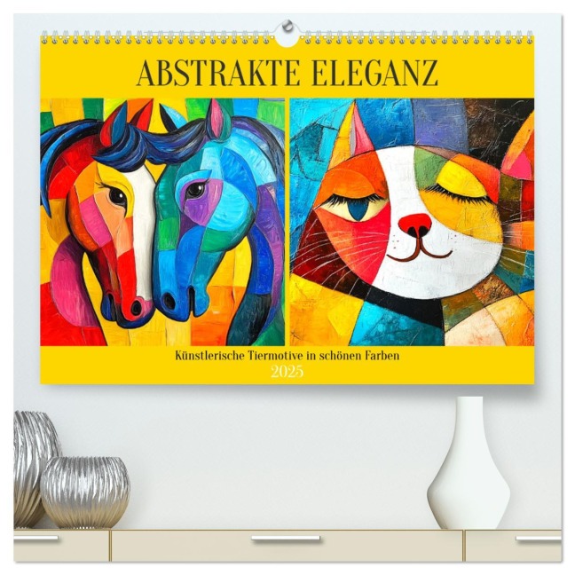 Abstrakte Eleganz. Künstlerische Tiermotive in schönen Farben (hochwertiger Premium Wandkalender 2025 DIN A2 quer), Kunstdruck in Hochglanz - Rose Hurley