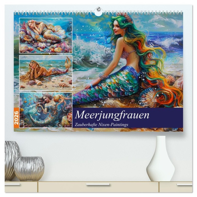 Meerjungfrauen. Zauberhafte Nixen-Paintings (hochwertiger Premium Wandkalender 2026 DIN A2 quer), Kunstdruck in Hochglanz - Rose Hurley