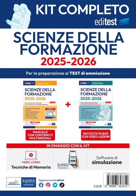 Kit completo EdiTEST Scienze della formazione - 