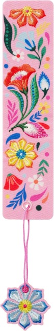 Buchverliebt Lesezeichen bestickt "Blumenliebe rosa" - 