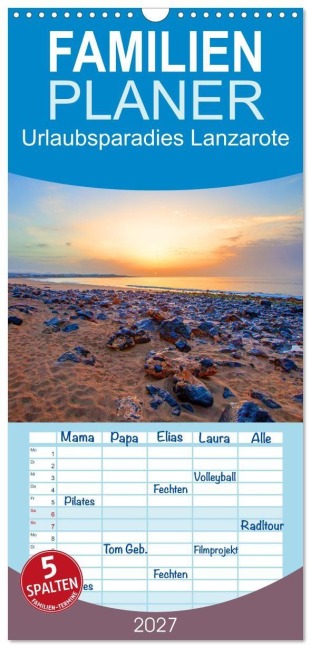 Familienplaner 2027 - Urlaubsparadies Lanzarote mit 5 Spalten (Wandkalender, 21 x 45 cm) CALVENDO - Christa Kramer