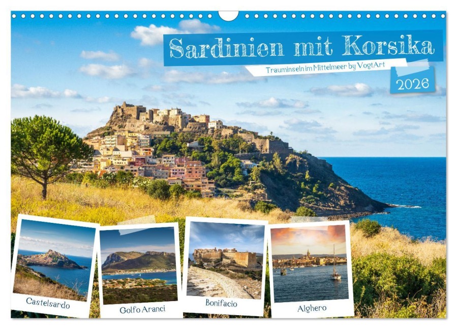 Sardinien mit Korsika (Wandkalender 2026 DIN A3 quer), CALVENDO Monatskalender - VogtArt VogtArt