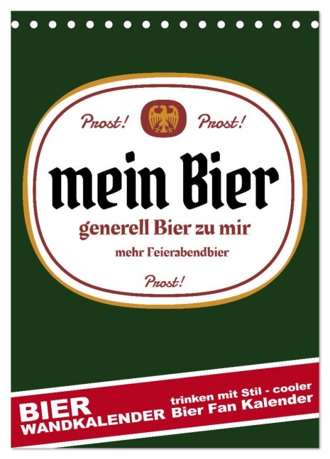 BIER Wandkalender -Trinken mit Stil (Tischkalender 2026 DIN A5 hoch), CALVENDO Monatskalender - Steckandose Dmr