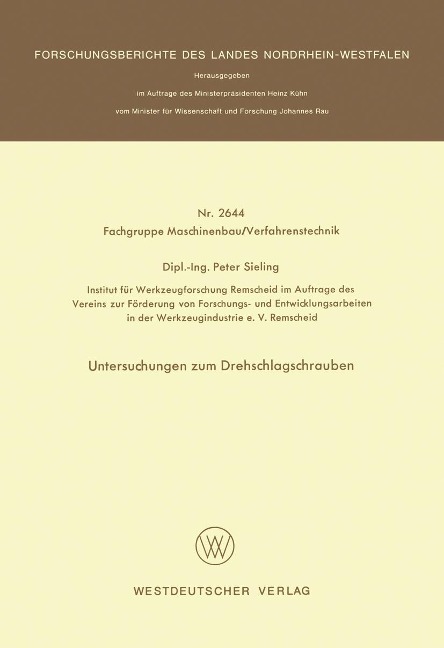 Untersuchungen zum Drehschlagschrauben - Peter Sieling
