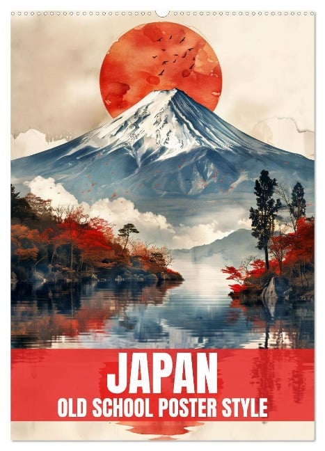 Japan - Old School Poster Style (Wandkalender 2025 DIN A2 hoch), CALVENDO Monatskalender - Val Thoermer