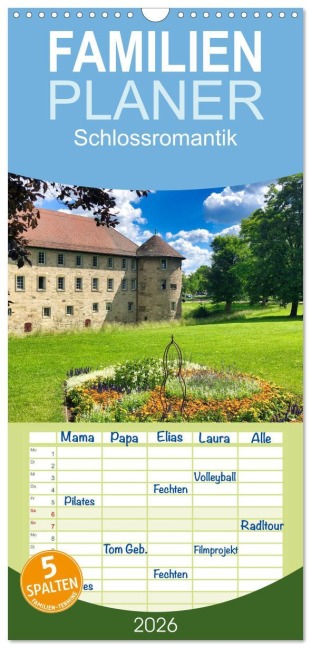 Familienplaner 2026 - Schlossromantik mit 5 Spalten (Wandkalender, 21 x 45 cm) CALVENDO - Klaus-Peter Huschka