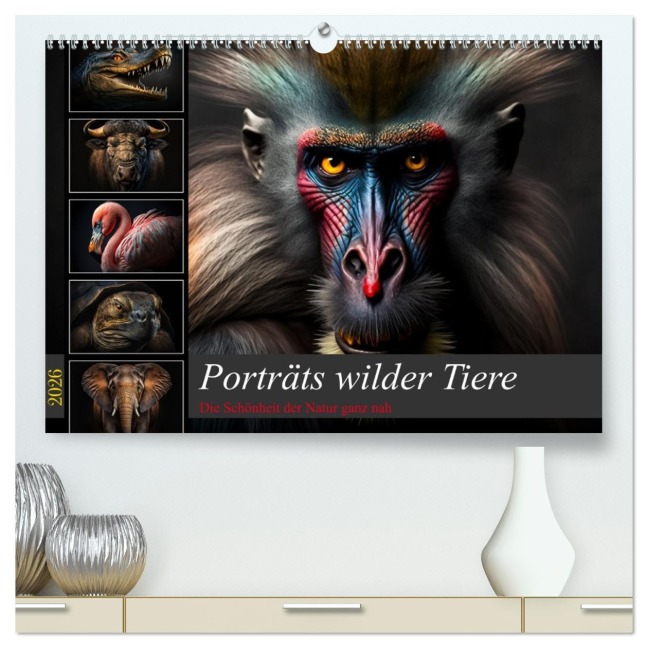Porträts wilder Tiere (hochwertiger Premium Wandkalender 2026 DIN A2 quer), Kunstdruck in Hochglanz - Dirk Meutzner