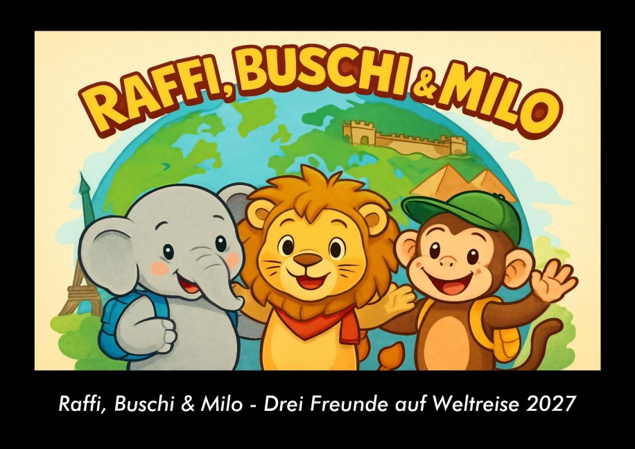 Raffi, Buschi & Milo - Drei Freunde auf Weltreise 2027 Fotokalender DIN A3 - Tobias Schmitt, Kevin Heber
