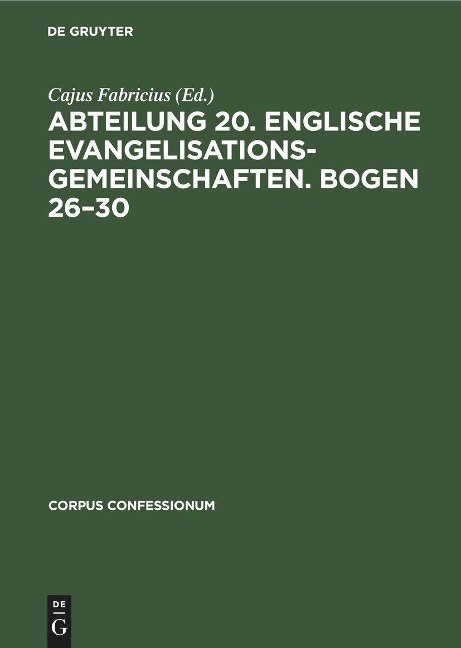 Abteilung 20. Englische Evangelisationsgemeinschaften. Bogen 26-30 - 