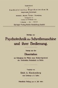 Cover-Bild zum Titel 'Beiträge zur Psychotechnik der Schreibmaschine und ihrer Bedienung' von 'Erich Alexander Klockenberg'