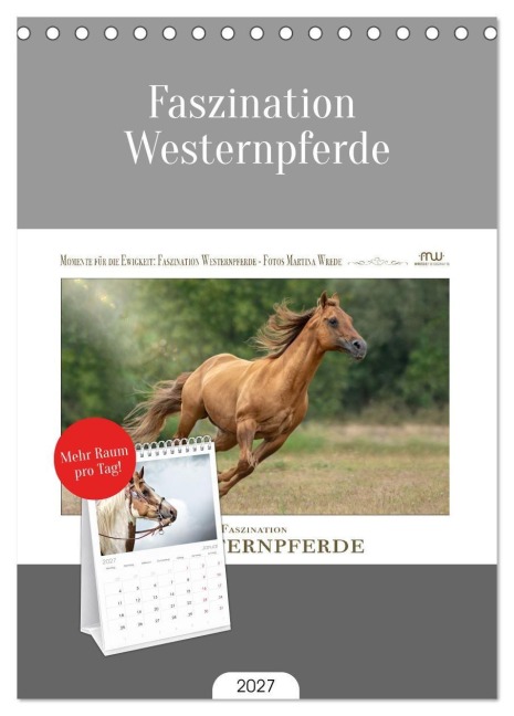 Tischplaner 2027 - Faszination Westernpferde (A5 Tischkalender zum Aufstellen) CALVENDO - Martina Wrede - Wredefotografie