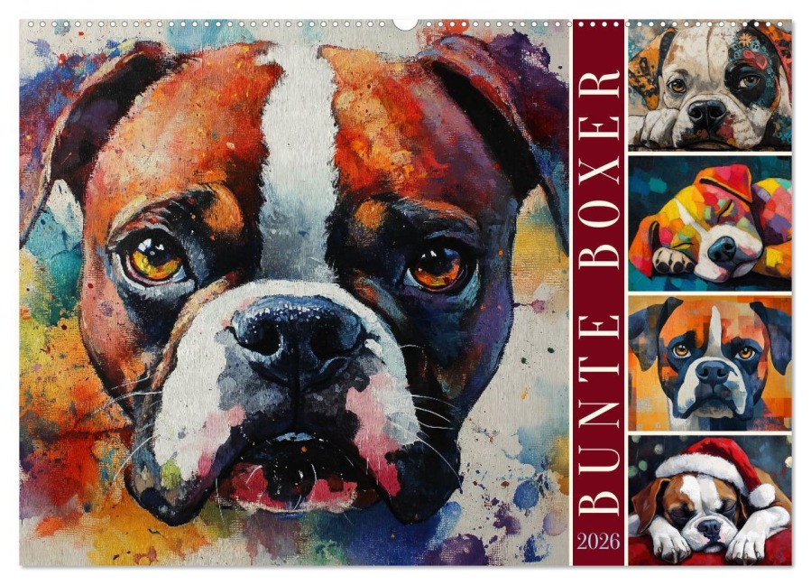 Bunte Boxer (Wandkalender 2026 DIN A2 quer), CALVENDO Monatskalender - Sabine Löwer