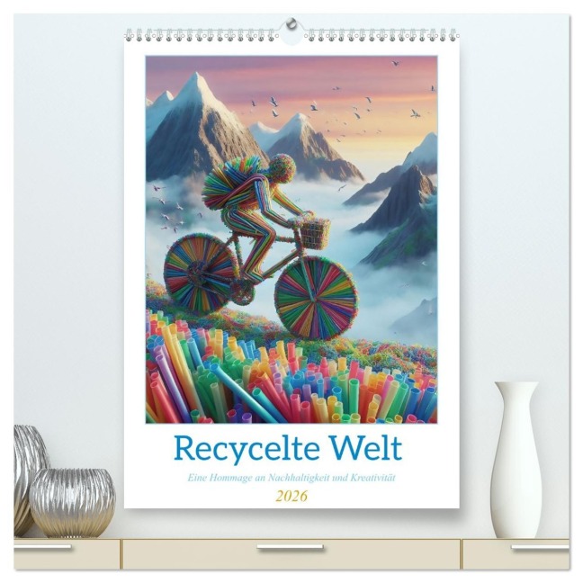 Recycelte Welt - Eine Hommage an Nachhaltigkeit und Kreativität (hochwertiger Premium Wandkalender 2026 DIN A2 hoch), Kunstdruck in Hochglanz - Paul Michalzik
