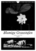 Blumige Graustufen - Schwarz und Weiß (Wandkalender 2025 DIN A4 hoch), CALVENDO Monatskalender - Helene Seidl