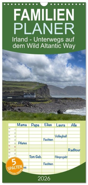 Familienplaner 2026 - Irland - Unterwegs auf dem Wild Altantic Way mit 5 Spalten (Wandkalender, 21 x 45 cm) CALVENDO - Claudia Guth