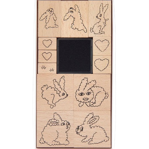 Stempelset Futschikato, Hasen FSC 100%, 12 Stempel, 1 Stempelkissen - 