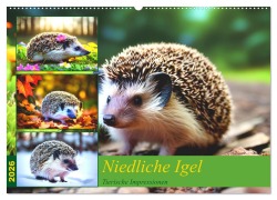 Cover-Bild zum Titel 'Niedliche Igel (Wandkalender 2026 DIN A2 quer), CALVENDO Monatskalender' von 'Steffani Lehmann'