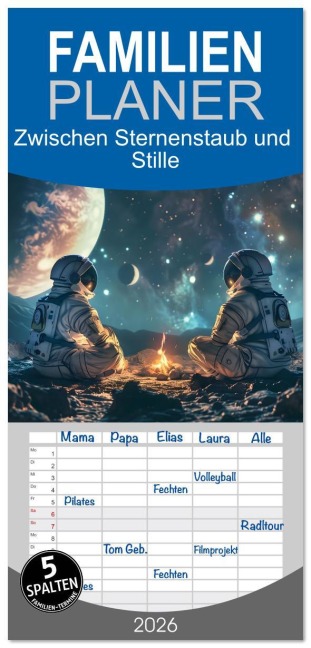 Familienplaner 2026 - Zwischen Sternenstaub und Stille mit 5 Spalten (Wandkalender, 21 x 45 cm) CALVENDO - Daniela Tapper