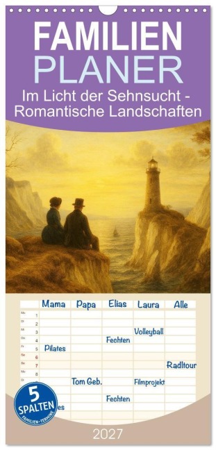 Familienplaner 2027 - Im Licht der Sehnsucht - Romantische Landschaften mit 5 Spalten (Wandkalender, 21 x 45 cm) CALVENDO - Martina Marten
