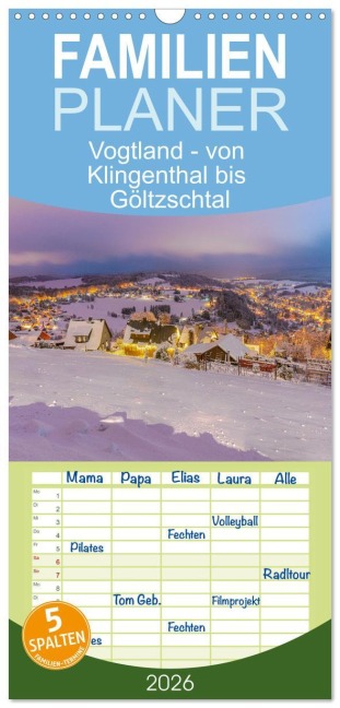 Familienplaner 2026 - Vogtland - von Klingenthal bis Göltzschtal mit 5 Spalten (Wandkalender, 21 x 45 cm) CALVENDO - Ulrich Männel