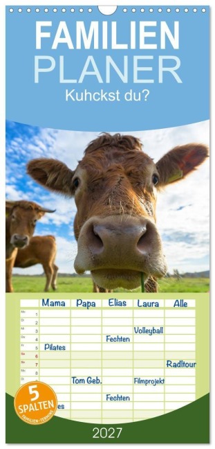 Familienplaner 2027 - Kuhckst du? mit 5 Spalten (Wandkalender, 21 x 45 cm) CALVENDO - Gregor Herzog