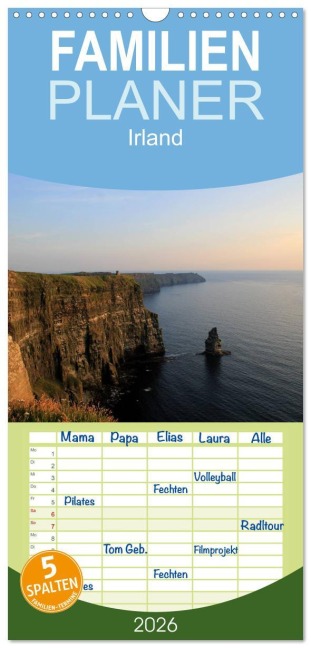 Familienplaner 2026 - Irland mit 5 Spalten (Wandkalender, 21 x 45 cm) CALVENDO - Www. Cknof. de Knof