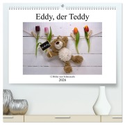 Cover-Bild zum Titel 'Eddy, der Teddy - 12 Bilder zum Schmunzeln (hochwertiger Premium Wandkalender 2026 DIN A2 quer), Kunstdruck in Hochglanz' von 'Immephotography Immephotography'