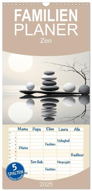 Familienplaner 2025 - Zen mit 5 Spalten (Wandkalender, 21 x 45 cm) CALVENDO - Cathrin Illgen