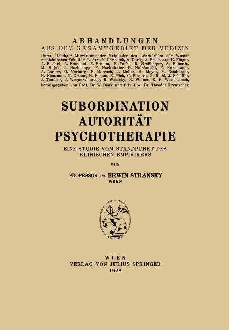 Subordination Autorität Psychotherapie - Erwin Stransky