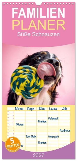 Familienplaner 2027 - Süße Schnauzen mit 5 Spalten (Wandkalender, 21 x 45 cm) CALVENDO - Annabell Gsödl