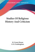 Cover-Bild zum Titel 'Studies Of Religious History And Criticism' von 'M. Ernest Renan'