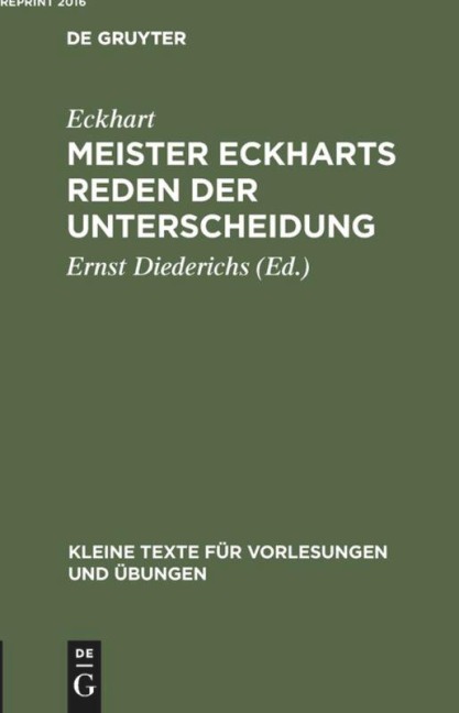 Meister Eckharts Reden der Unterscheidung - Eckhart