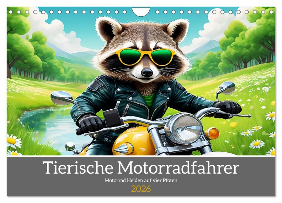 Tierische Motorradfahrer (Wandkalender 2026 DIN A4 quer), CALVENDO Monatskalender - Mythogalaxis Mythogalaxis