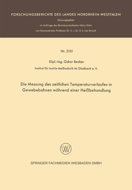 Die Messung des zeitlichen Temperaturverlaufes in Gewebebahnen während einer Heißbehandlung - Oskar Becker