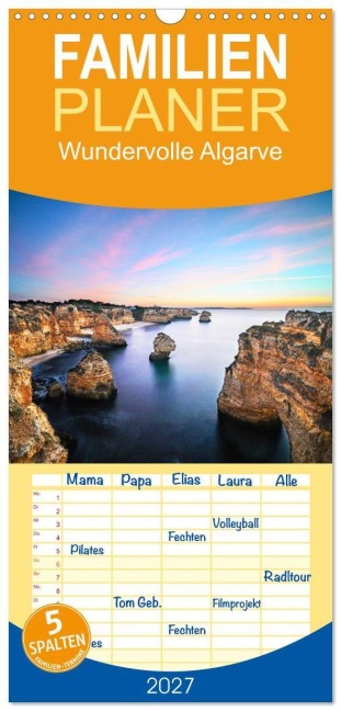 Familienplaner 2027 - Wundervolle Algarve mit 5 Spalten (Wandkalender, 21 x 45 cm) CALVENDO - Johannes Tomaschko