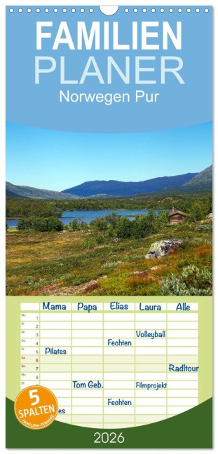 Familienplaner 2026 - Norwegen PUR mit 5 Spalten (Wandkalender, 21 x 45 cm) CALVENDO - Werner Prescher
