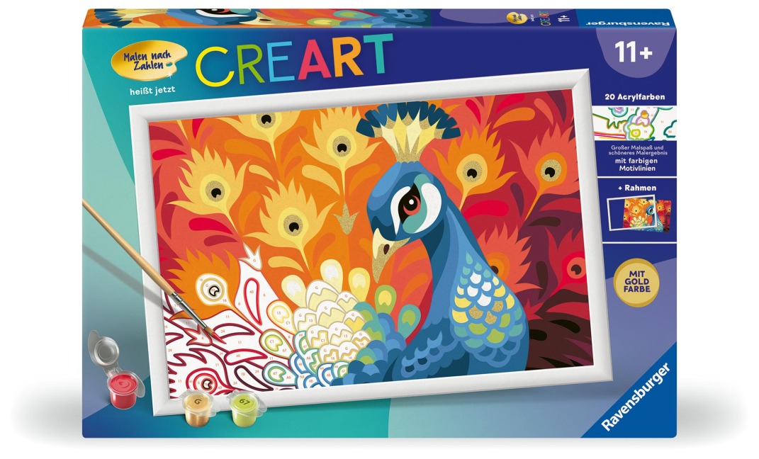 CreArt, Malen nach Zahlen Kinder - Stolzer Pfau - 