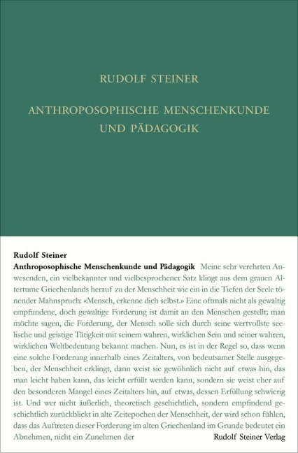 Anthroposophische Menschenkunde und Pädagogik - Rudolf Steiner
