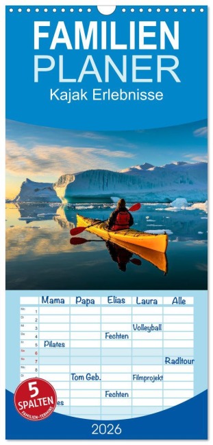 Familienplaner 2026 - Kajak Erlebnisse mit 5 Spalten (Wandkalender, 21 x 45 cm) CALVENDO - Peter Roder