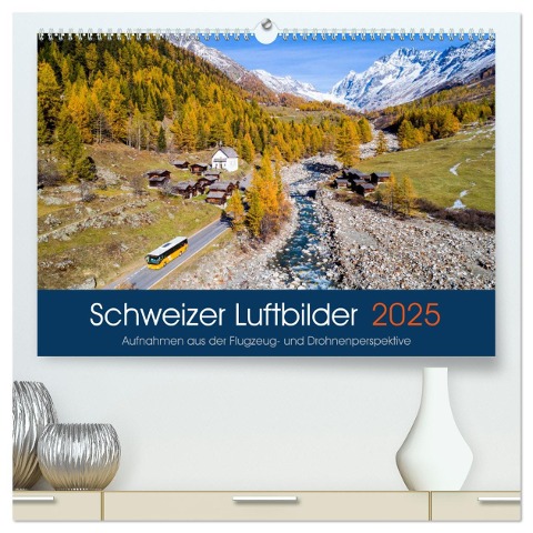 Schweizer Luftbilder (hochwertiger Premium Wandkalender 2025 DIN A2 quer), Kunstdruck in Hochglanz - Tis Meyer