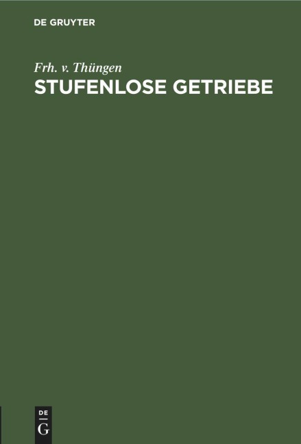 Stufenlose Getriebe - Frh. v. Thüngen