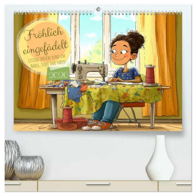 Fröhlich eingefädelt (hochwertiger Premium Wandkalender 2026 DIN A2 quer), Kunstdruck in Hochglanz - Sabine Löwer