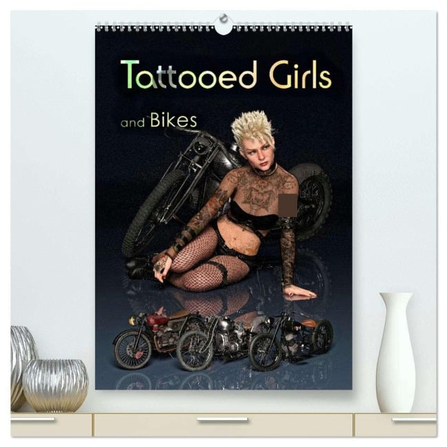 Tattooed Girls and Bikes (hochwertiger Premium Wandkalender 2026 DIN A2 hoch), Kunstdruck in Hochglanz - Herbert Reinecke