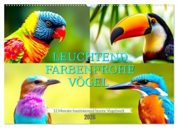 Cover-Bild zum Titel 'Leuchtend farbenfrohe Vögel (Wandkalender 2026 DIN A2 quer), CALVENDO Monatskalender' von 'Peter Kraaibeek'