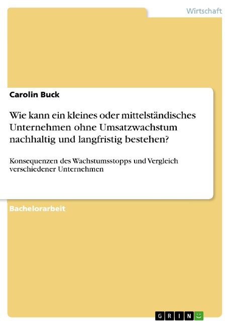 Wie kann ein kleines oder mittelständisches Unternehmen ohne Umsatzwachstum nachhaltig und langfristig bestehen? - Carolin Buck