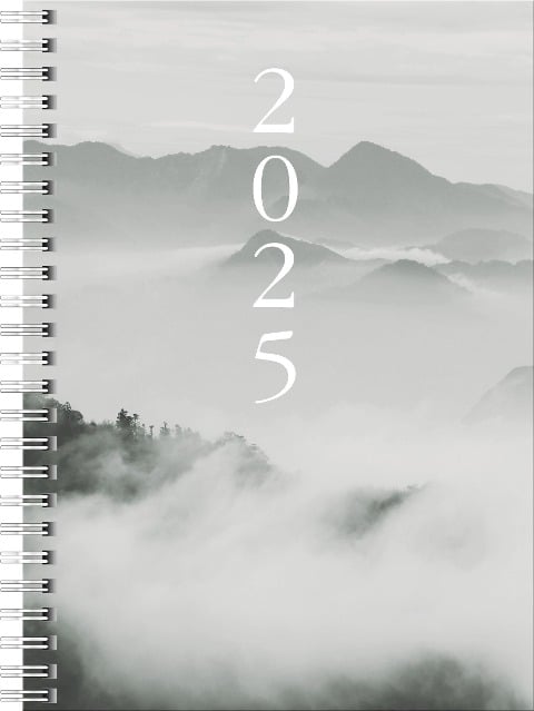 rido/idé 7021807015 Buchkalender Modell Timing 1 (2025) "Cloudy Mountains"| 2 Seiten = 1 Woche| A5| 160 Seiten| Grafik-Einband| grau - 