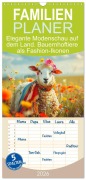 Familienplaner 2026 - Elegante Modenschau auf dem Land. Bauernhoftiere als Fashion-Ikonen mit 5 Spalten (Wandkalender, 21 x 45 cm) CALVENDO - Rose Hurley