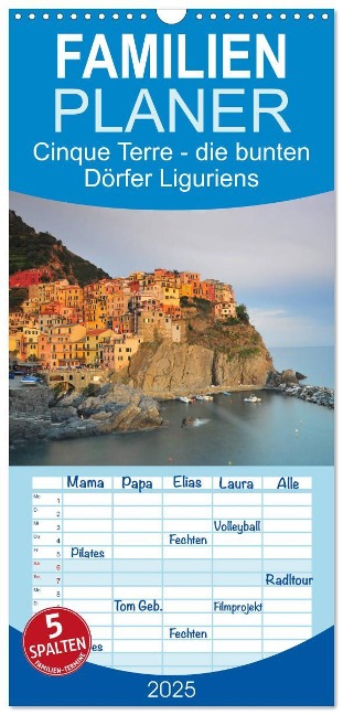 Familienplaner 2025 - Cinque Terre - die bunten Dörfer Liguriens mit 5 Spalten (Wandkalender, 21 x 45 cm) CALVENDO - Reinhold Ratzer